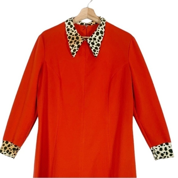 Vintage Unbranded Retro Rockabilly Midi Dress Size Large Red Animal Print - Picture 3 of 10